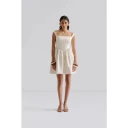 Malina Livia Drop Waist Mini Dress - Cream - 34