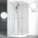 Macro Flow Semi Dusjkabinett, u/armatur 71x91 cm, Hvit/Klarglass, Klar bakvegg