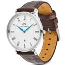 Daniel Wellington DW Watch Classic Roman Numerals Date Dark Brown Croc Belly Silver 40mm