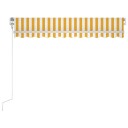 vidaXL Manuell uttrekkbar markise 350x250 cm gul og hvit