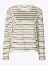 Selected Femme Essential Long Sleeve Striped Boxy Tee Brun XXL