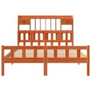  Seng med bokhylle uten madrass voksbrun 160x200 cm heltre furu 8721158609793