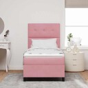  Bokspring Seng med Madras & LED Rosa 100x200 cm Fløyel 3343297