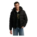 Hooded Sports Puffer Jacket Black/Black M  Vårjakker