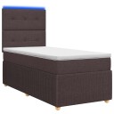 vidaXL LED boksseng med madrass Mørk brun 90 x 200 cm Stoff