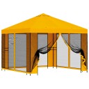 vidaXL Hagepaviljong med sidevegger 3 x 3 m Gul Polyester og stål