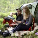 Dovrefjell sitteplate med rygg - rød