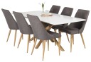 Venture Design Piazza & Leone spisegruppe Hvit/grå 6 st stoler & bord 180 x 90 cm