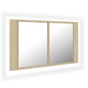 vidaXL LED-speilskap sonoma eik 80x12x45 cm akryl