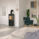 Termatech TT23RG A-Flame Svart Vedovn Med Sideglass Og Ståldør