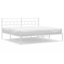 vidaXL Sengeramme i metall med hodegavl hvit 193x203 cm 8721012189157