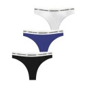 Björn Borg Truser 3P Logo Thong Svart/Blå bomull X Small Dame
