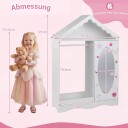Barnegarderobe med speil – Rosa/hvitt husdesign