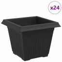 vidaXL Firkantet Blomsterpotte 24 pcs Svart 20 x 20 x 16 cm Plast