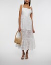 By Malina Maxikjole Adri Embroidered Tie Strap Maxi Dress Hvit
