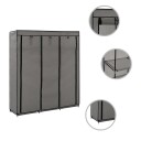vidaXL Garderobe med skap og stenger grå 150x45x175 cm stoff