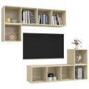 vidaXL TV-benksett 4 stk sonoma eik sponplate 8720286591147