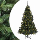 vidaXL Kunstig juletre med julekuler 180 cm 300 LED-lys Varmhvit