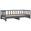 vidaXL Uttrekkbar dagseng grå 2x(90x190) cm heltre furu