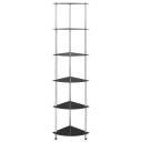 vidaXL Hylle 6 etasjer svart 30x30x160 cm herdet glass