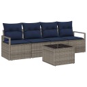 vidaXL Sofa sett 5 pcs Grå og Blå polyrotting