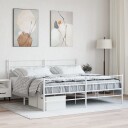 vidaXL Sengeramme i metall med hode- og fotgavl hvit 200x200 cm 8721012189348