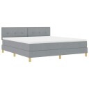  Box Spring Seng med Madrass & LED Lysegrå 180x200 cm Stoff