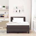  Box Spring Seng med Madrass & LED Mørk Brun 120x190 cm Stoff