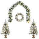 vidaXL Mini juletresett 90 cm 175 LED-lys Varmhvit PVC Grønn og hvit