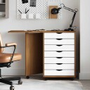  Rulleskap med skrivebord MOSS honningbrun heltre furu