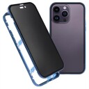 iPhone 15 Pro Magnetisk Deksel med Personvernherdet Glass Blå
