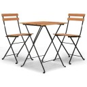 vidaXL Sammenleggbart bistrosett 3 deler heltre teak og stål