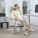 Kontorstol Ergonomisk skrivebordsstol med korsryggstøtte høy rygg fotstøtte høydejusterbar svingstol med linlook polstret da