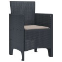  Hage Stoler med Puter 2 stk Antrasitt Poly Rattan