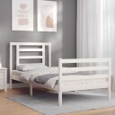 vidaXL Sengeramme med hodegavl hvit 90x200 cm heltre
