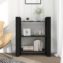 vidaXL Bokhylle/romdeler svart 80x35x91 cm heltre furu