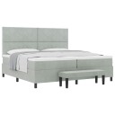  Box Spring Seng med Madrass & Benk Lysegrå 200x200 cm Fløyel