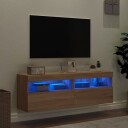 vidaXL Vegghengte TV-benker med LED 2 stk sonoma eik 60x30x40 cm 8721012257726