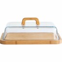 Pebbly Osteklokke 34 x 25 x 9,5 cm glass/bambus