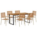 vidaXL Hage Spisegruppe 7 stk. Beige Solid akasietre