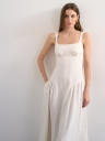 Topshop Viola Short Sleeve Maxi Dress Beige 34