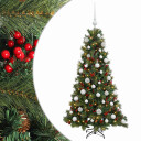 vidaXL Kunstig juletre med julekuler 120 cm 150 LED-lys Varmhvit