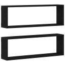 Vegghyller   Sett med 2 Svart Eik 80x15x26 cm Laget av Konstruert Tre
