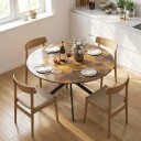 Rundt spisebord for 4 – Rustikk brun industriell stil