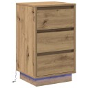  Nattbord med LED Artisan Eik 39x34.5x65 cm Konstruert Tre