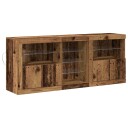  Skap med LED lys Gamle tre 162x37x67 cm Konstruksjonsmateriale