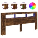  Sengegavl med LED røkt eik 220x18,5x103,5 cm konstruert tre 8721012259607