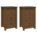 vidaXL Nattbord 2 stk honningbrun 40x35x61 cm heltre furu