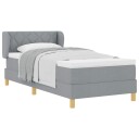  Box Spring Seng med Madrass   Lysegrå 90x200 cm Stoff