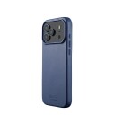 Mujjo MagSafe lærdeksel i Monaco Blue for iPhone 17 Pro Max
